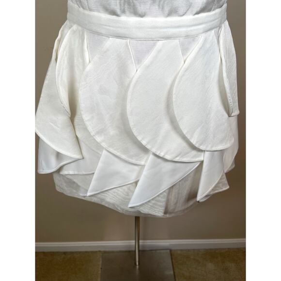 Alice + Olivia Nadie Scooped Bustier White Ruffle Mini Dress Size 2 - Picture 6 of 10